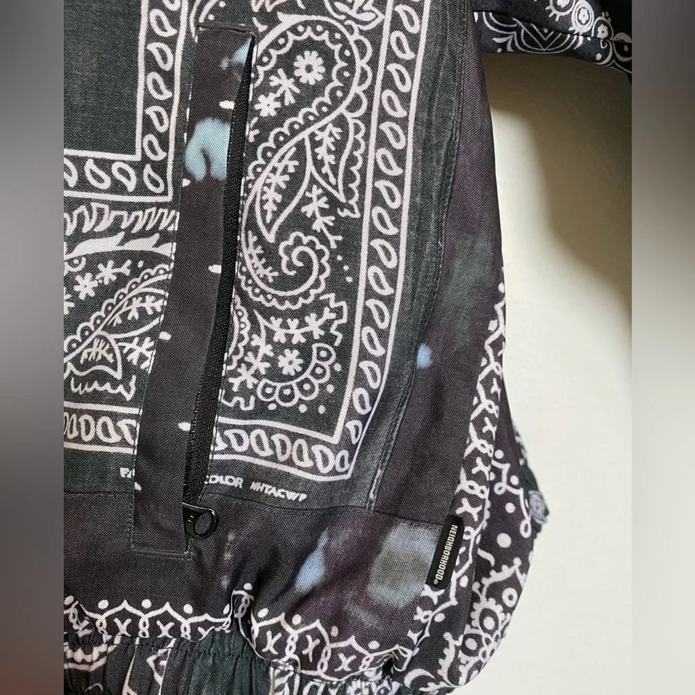 Neighborhood Jacket Bandana Oversized Japan Designer Chopped Track Black Mens - Picture 9 of 15